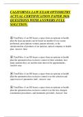 CALIFORNIA LAW EXAM OPTOMETRY&NewLine;ACTUAL CERTIFICATION PAPER 2026&NewLine;QUESTIONS WITH ANSWERS FULL&NewLine;SOLUTION&period;