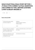 GOLD COAST FINAL EXAM STUDY SET FOR 4 &sol;11 EXAM WITH CORRECT ACTUAL QUESTIONS AND CORRECTLY WELL DEFINED ANSWERS LATEST ALREADY GRADED A&plus;