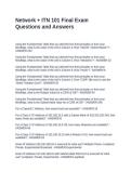 Network &plus; ITN 101 Final Exam Questions and Answers