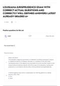 LOUISIANA JURISPRUDENCE EXAM WITH CORRECT ACTUAL QUESTIONS AND CORRECTLY WELL DEFINED ANSWERS LATEST ALREADY GRADED A&plus;