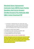 Maryland Home Improvement &NewLine;Contractor Exam &lpar;MHIC&rpar; Exam Practice &NewLine;Questions And Correct Answers &NewLine;&lpar;Verified Answers&rpar; Plus Rationale 2026 &NewLine;Q&A&vert; Instant Download Pdf 