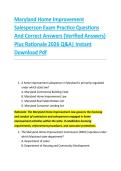 Maryland Home Improvement &NewLine;Salesperson Exam Practice Questions &NewLine;And Correct Answers &lpar;Verified Answers&rpar; &NewLine;Plus Rationale 2026 Q&A&vert; Instant &NewLine;Download Pdf 