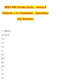 2026 APEX NIH Stroke Scale Test Group E Patients 1&ndash;6 &vert; Newest Updated Questions & Verified Answers &lpar;Latest 2026 &sol; 2027&rpar; Graded A&plus; 100&percnt; Guarantee Verified by Experts&period;