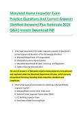 Maryland Home Inspector Exam &NewLine;Practice Questions And Correct Answers &NewLine;&lpar;Verified Answers&rpar; Plus Rationale 2026 &NewLine;Q&A&vert; Instant Download Pdf 