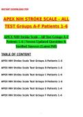 2026 APEX NIH Stroke Scale &ndash; All Test Groups A-F Patients 1&ndash;6 Actual Newest Updated Questions & Verified Answers &lpar;Latest 2026 &sol; 2027&rpar; Graded A&plus; 100&percnt; Guarantee Verified by Experts&period;