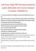 Leik Exam Edge FNP Reviewed Questions Latest 2025&sol;2026 with Correct Answers Complete  GRADED A&plus;