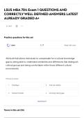 LSUS MBA 704 Exam 1 QUESTIONS AND CORRECTLY WELL DEFINED ANSWERS LATEST ALREADY GRADED A&plus;