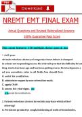 NREMT EMT FINAL EXAM&NewLine;Actual Questions and Revised Rationalized Answers&NewLine;100&percnt; Guarantee Pass Score