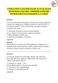 USMLE STEP 1 LICENSE EXAM&sol; ACTUAL EXAM  QUESTIONS AND 100&percnt; VERIFIED ANSWERS  WITH RATIONALES GRADED A&plus; LATEST