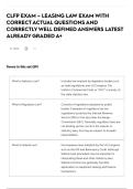 CLFP EXAM &ndash; LEASING LAW EXAM WITH CORRECT ACTUAL QUESTIONS AND CORRECTLY WELL DEFINED ANSWERS LATEST ALREADY GRADED A&plus;