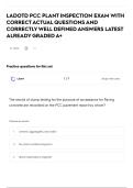 LADOTD PCC PLANT INSPECTION EXAM WITH CORRECT ACTUAL QUESTIONS AND CORRECTLY WELL DEFINED ANSWERS LATEST ALREADY GRADED A&plus;