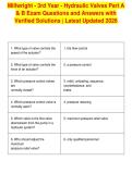 Millwright - 3rd Year - Hydraulic Valves Part A&NewLine;& B Exam Questions and Answers with&NewLine;Verified Solutions &vert; Latest Updated 2026
