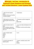 Millwright - 3rd Year - Introduction to&NewLine;Hydraulics Exam Questions and Answers&NewLine;with Verified Solutions &vert; Latest Updated 2026