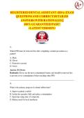 REGISTERED DENTAL ASSISTANT &lpar;RDA&rpar; EXAM QUESTIONS AND CORRECT DETAILED  ANSWERS WITH RATIONALES &vert;&vert;  100&percnt; GUARANTEED PASS&excl;&excl;  <LATEST VERSION>