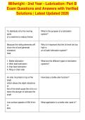 Millwright - 2nd Year - Lubrication&colon; Part B&NewLine;Exam Questions and Answers with Verified&NewLine;Solutions &vert; Latest Updated 2026&NewLine;