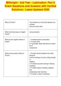 Millwright - 2nd Year - Lubrication&colon; Part A&NewLine;Exam Questions and Answers with Verified&NewLine;Solutions &vert; Latest Updated 2026