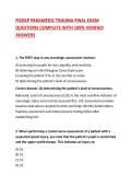 FISDAP PARAMEDIC TRAUMA FINAL EXAM QUESTIONS COMPLETE WITH 100&percnt; VERIFIED ANSWERS