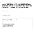 SABSA TEST EXAM WITH CORRECT ACTUAL QUESTIONS AND CORRECTLY WELL DEFINED ANSWERS LATEST ALREADY GRADED A&plus;