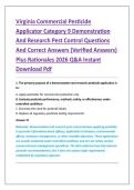 Virginia Commercial Pesticide &NewLine;Applicator Category 9 Demonstration &NewLine;And Research Pest Control Questions &NewLine;And Correct Answers &lpar;Verified Answers&rpar; &NewLine;Plus Rationales 2026 Q&A Instant &NewLine;Download Pdf 