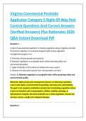 Virginia Commercial Pesticide &NewLine;Applicator Category 5 Right-Of-Way Pest &NewLine;Control Questions And Correct Answers &NewLine;&lpar;Verified Answers&rpar; Plus Rationales 2026 &NewLine;Q&A Instant Download Pdf 