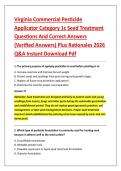 Virginia Commercial Pesticide &NewLine;Applicator Category 1c Seed Treatment &NewLine;Questions And Correct Answers &NewLine;&lpar;Verified Answers&rpar; Plus Rationales 2026 &NewLine;Q&A Instant Download Pdf 