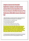 Virginia Commercial Pesticide &NewLine;Applicator Category 1b Agricultural &NewLine;Animal Pest Control Questions And &NewLine;Correct Answers &lpar;Verified Answers&rpar; Plus &NewLine;Rationales 2026 Q&A Instant Download &NewLine;Pdf
