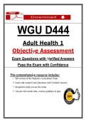 D444 Objective Assessment &ndash; Adult Health 1 &ndash; &lpar;2026&rpar; Actual Questions & Answers &lpar;WGU&rpar; 100&percnt; Guarantee Pass