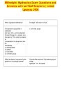 Millwright&colon; Hydraulics Exam Questions and&NewLine;Answers with Verified Solutions &vert; Latest&NewLine;Updated 2026