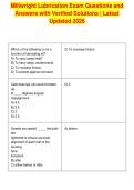 Millwright Lubrication Exam Questions and&NewLine;Answers with Verified Solutions &vert; Latest&NewLine;Updated 2026