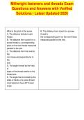 Millwright fasteners and threads Exam&NewLine;Questions and Answers with Verified&NewLine;Solutions &vert; Latest Updated 2026&NewLine;