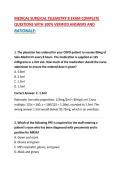 MEDICAL SURGICAL TELEMETRY B EXAM COMPLETE QUESTIONS WITH 100&percnt; VERIFIED ANSWERS AND RATIONALE