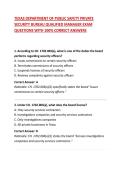 TEXAS DEPARTMENT OF PUBLIC SAFETY PRIVATE SECURITY BUREAU QUALIFIED MANAGER EXAM QUESTIONS WITH 100&percnt; CORRECT ANSWERS