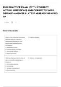 PHR PRACTICE EXAM 1 WITH CORRECT ACTUAL QUESTIONS AND CORRECTLY WELL DEFINED ANSWERS LATEST ALREADY GRADED A&plus;