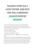 Population Health Quiz 2 &NewLine;LATEST EDITION  2026 WITH &NewLine;VERY WELL ELABORATED &NewLine;ANSWERS &lpar;VERIFIED &NewLine;ANSWERS&period;&period;