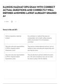 ILLINOIS HAZMAT OPS EXAM WITH CORRECT ACTUAL QUESTIONS AND CORRECTLY WELL DEFINED ANSWERS LATEST ALREADY GRADED A&plus;