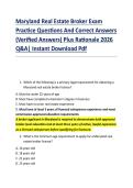 Maryland Real Estate Broker Exam &NewLine;Practice Questions And Correct Answers &NewLine;&lpar;Verified Answers&rpar; Plus Rationale 2026 &NewLine;Q&A&vert; Instant Download Pdf  