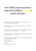 Part 3 NBCE practice questions &NewLine;2026 WITH CORRECT ANSWERS &NewLine;LATEST EDITION &excl;&excl;