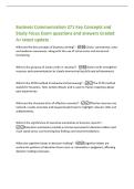 Business Communication 271 Key Concepts and&NewLine;Study Focus Exam questions and answers Graded&NewLine;A&plus; latest update&NewLine;What are the key concepts of business writing&quest; -Clarity&comma; conciseness&comma; tone&comma;&NewLine;and audience awareness&comma; along with the use of active voice and struc