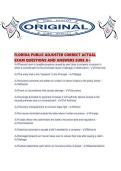 FLORIDA PUBLIC ADJUSTER CORRECT ACTUAL EXAM QUESTIONS AND ANSWERS SURE A&period;pdf