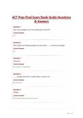 ACT Prep Final Exam Study Guide Questions & Answers&NewLine;