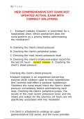 HESI Comprehensive Exit Exam 2027 Updated Questions and Correct Solutions
