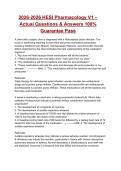 2026-2026 HESI Pharmacology V1 &ndash; Actual Questions & Answers 100&percnt; Guarantee Pass