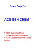 ACS General Chemistry 1 Final Exam Review &vert; Complete Gen Chem 1 Prep Guide &vert; Practice Questions&comma; Key Concepts & Verified Answers &vert; 2026&sol;2027