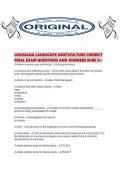 LOUISIANA LANDSCAPE HORTICULTURE CORRECT FINAL EXAM QUESTIONS AND ANSWERS SURE