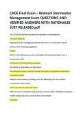 CADE Final Exam &ndash; Walmart Stormwater &NewLine;Management Exam QUESTIONS AND &NewLine;VERIFIED ANSWERS WITH RATIONALES &NewLine;JUST RELEASED&period;pdf 