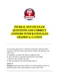 PSI REAL ESTATE EXAM QUESTIONS AND CORRECT  ANSWERS WITH RATIONALES  GRADED A&plus; LATEST