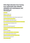Delta Flight Attendant Final Training &NewLine;Exam QUESTIONS AND VERIFIED &NewLine;ANSWERS WITH RATIONALES JUST &NewLine;RELEASED&period;pdf 