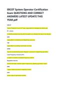 ERCOT System Operator Certification &NewLine;Exam QUESTIONS AND CORRECT &NewLine;ANSWERS LATEST UPDATE THIS &NewLine;YEAR&period;pdf 