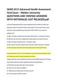 NURS 6512 Advanced Health Assessment &NewLine;Final Exam &ndash; Walden University &NewLine;QUESTIONS AND VERIFIED ANSWERS &NewLine;WITH RATIONALES JUST RELEASED&period;pdf 