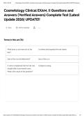 Cosmetology Clinical EXAM&comma; &vert;&vert; Questions and Answers &lpar;Verified Answers&rpar; Complete Test &lpar;Latest Update 2026&rpar; UPDATE&excl;&excl;&NewLine;&NewLine;